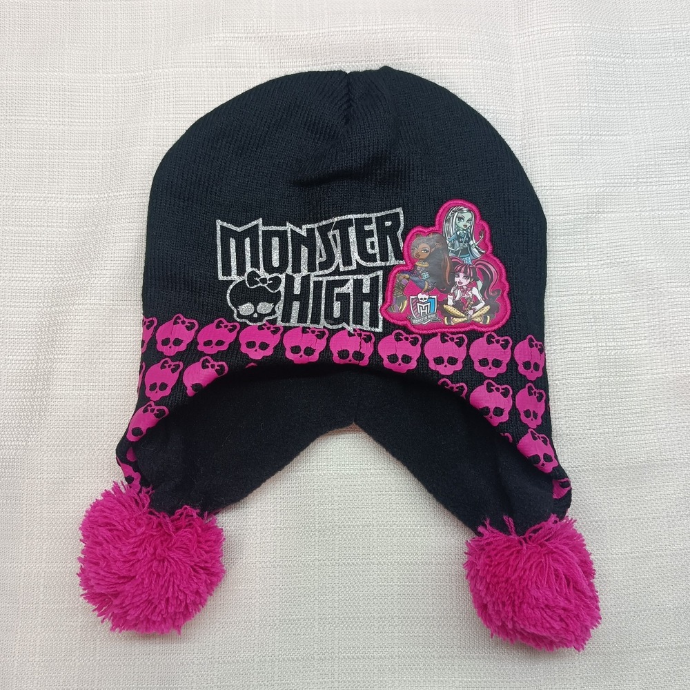 Monster High Winter Hat‎ With Sides Over Ears PomPoms 2012